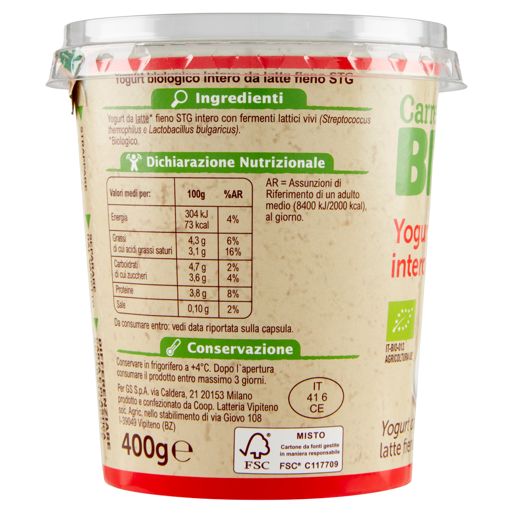 Carrefour Bio Yogurt intero 400 g