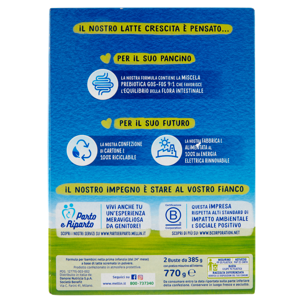 MELLIN 4 - Latte di Crescita in Polvere per Bambini da 2 a 3 anni 770g