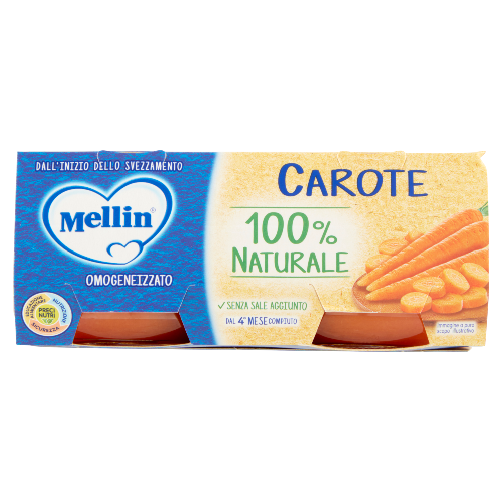 Mellin Carote 100% Naturale Omogeneizzato 2 x 80 g