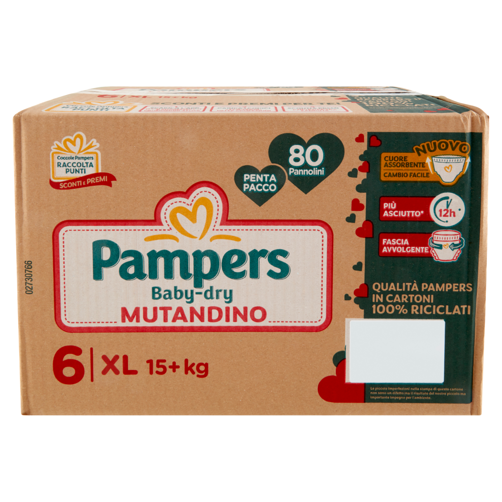  Pampers Baby-dry Mutandino XL 80 pz