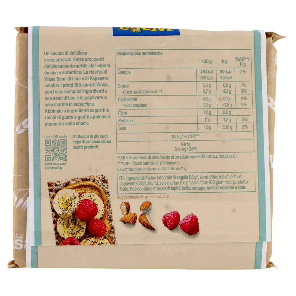 Wasa Chruncy Twist Cracker con Farina Integrale di Segale e Semi di Lino e Papavero 245g