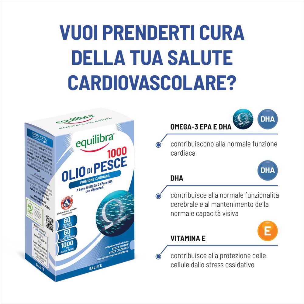 Equilibra Olio di Pesce 1000 Funzione Cardiaca 60 Capsule 78 g