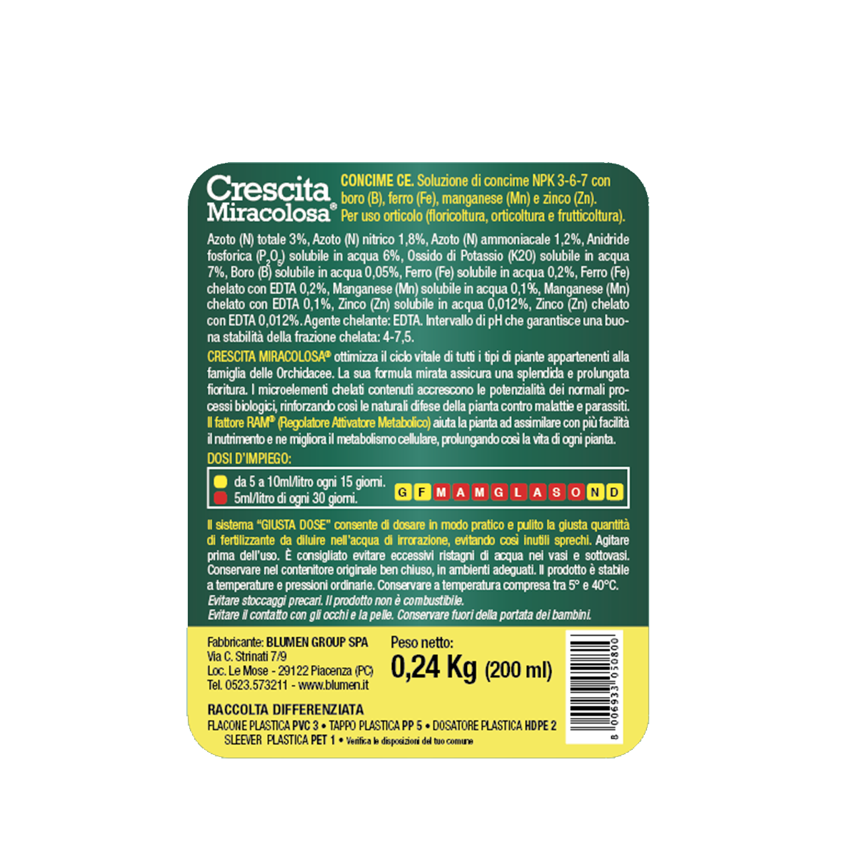 Crescita Miracolosa Nutrimento orchidee 200 ml