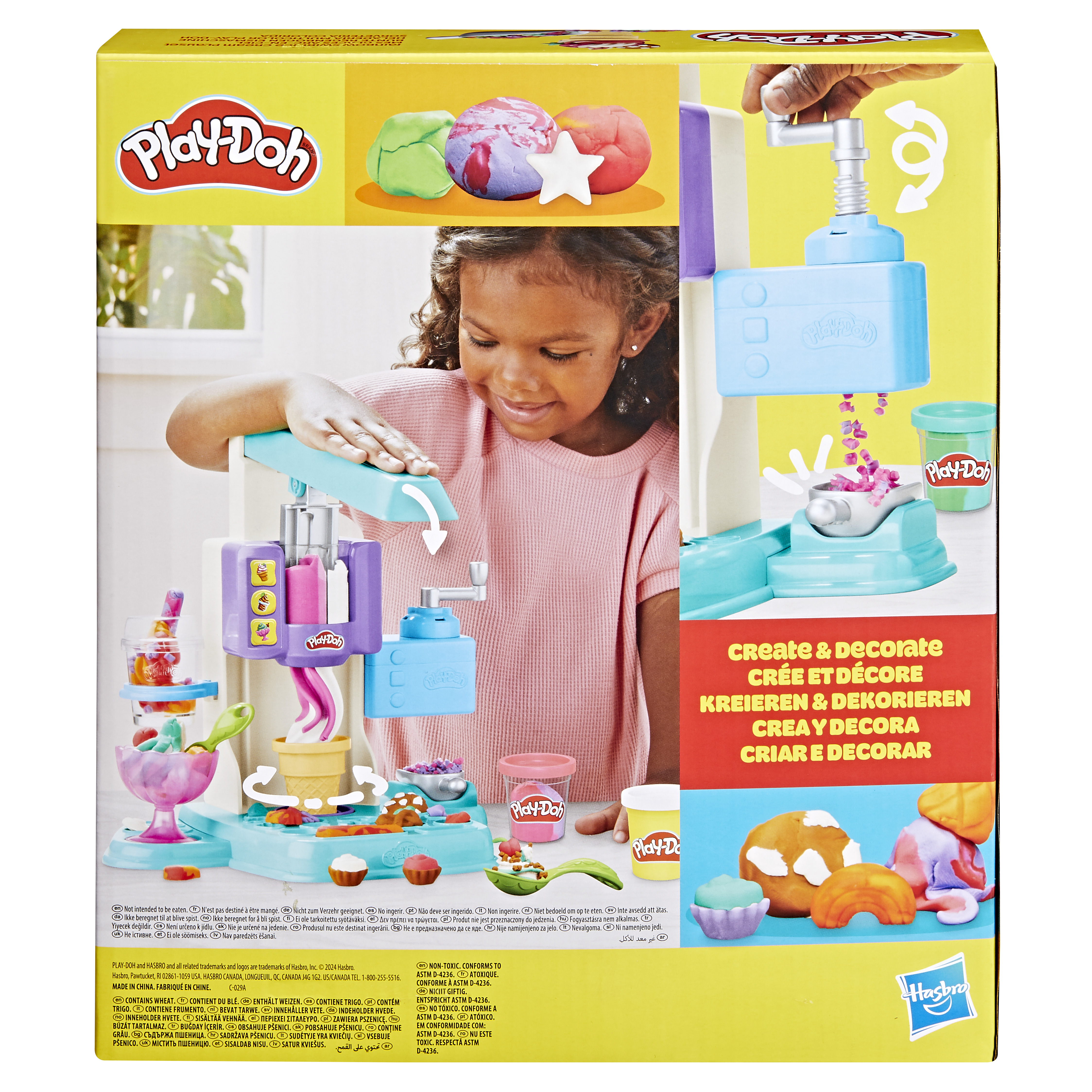 Play-Doh Gelateria Arcobaleno, playset con accessori e vasetti per creare gelati