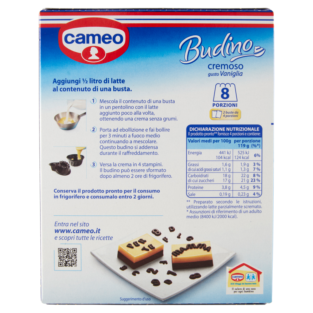 cameo Preparato per Budino cremoso gusto Vaniglia 2 x 65 g