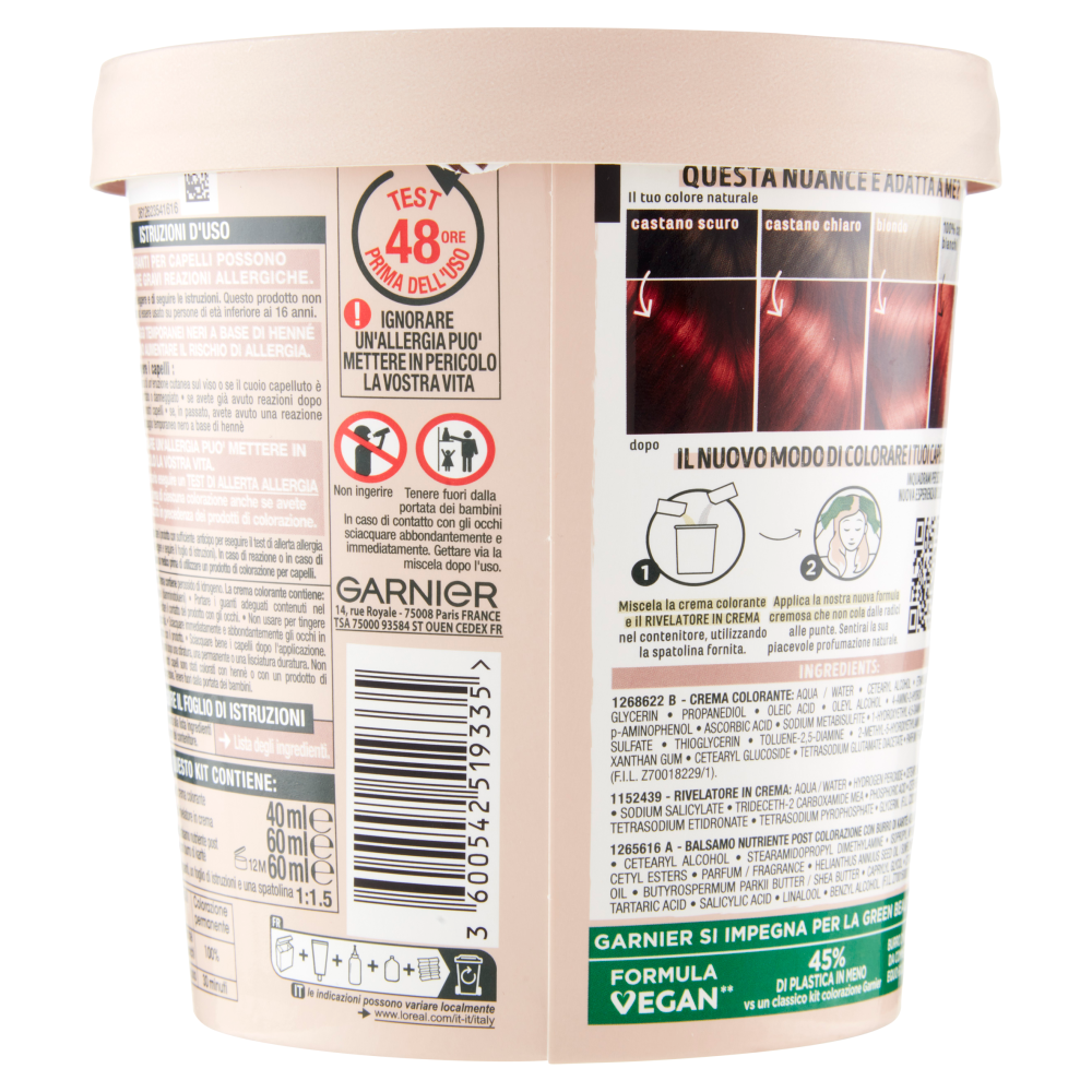 Garnier GOOD 6.6 Rosso Melograno, colorazione permanente senza ammoniaca, 90% di origine naturale