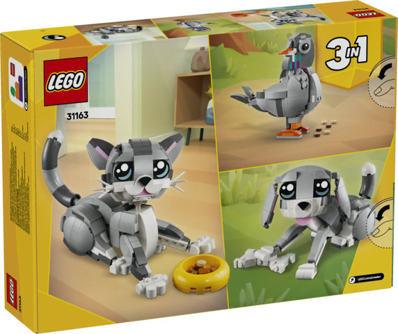 LEGO Creator 3 in 1 31163 Gatto Giocoso Giocattolo, Si Trasforma in Piccione o in Cane, Regalo per Bambini e Bambine 8+ Anni