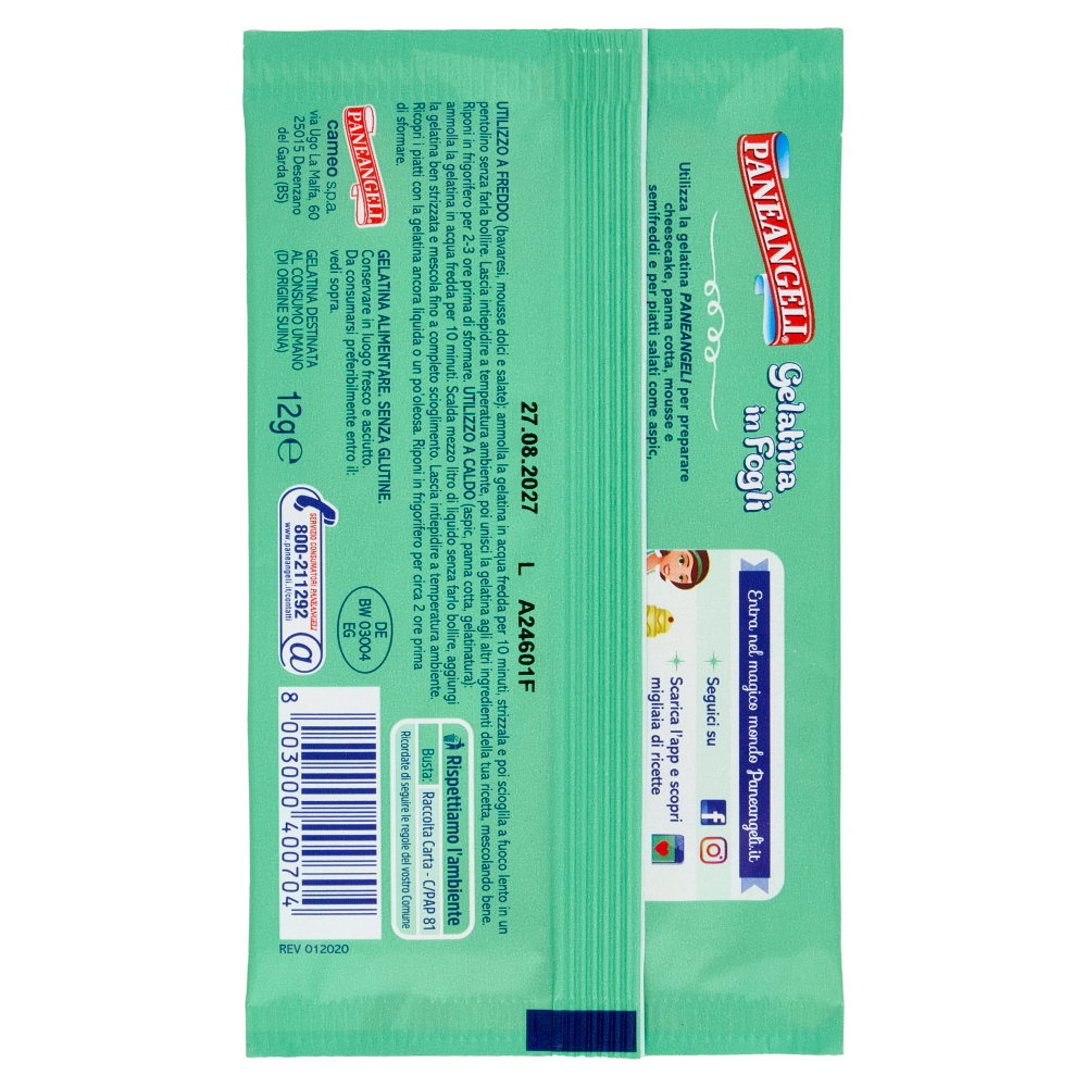 PANEANGELI Gelatina in Fogli 12 g