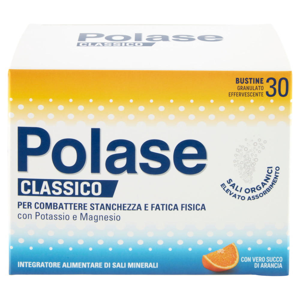 Polase Classico Integratore Alimentare Magnesio e Potassio Sali Minerali Arancia 30 bustine 330 g
