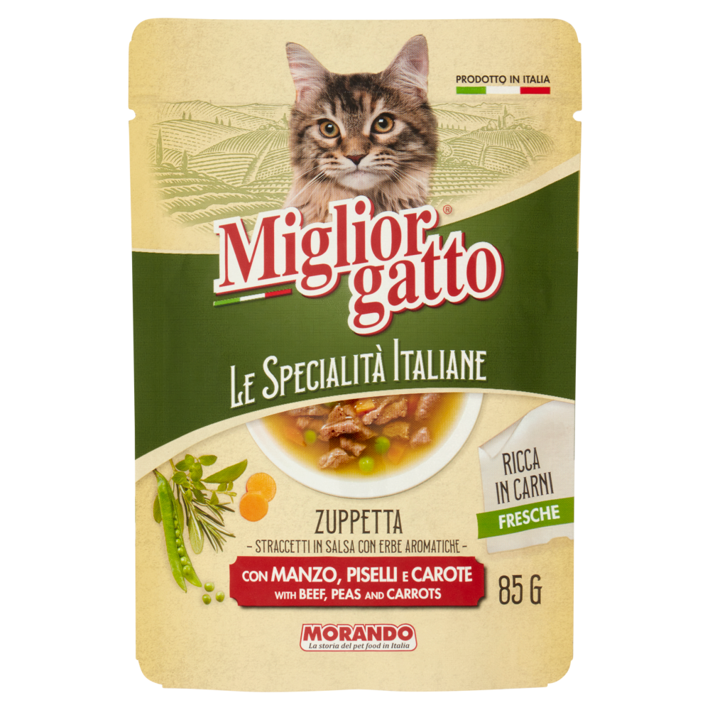 Migliorgatto Le Specialità Italiane Zuppetta con Manzo, Piselli e Carote 85 G