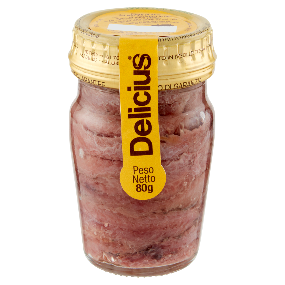 Delicius Filetti di Alici del Mar Adriatico in olio di oliva (46%) 80 g