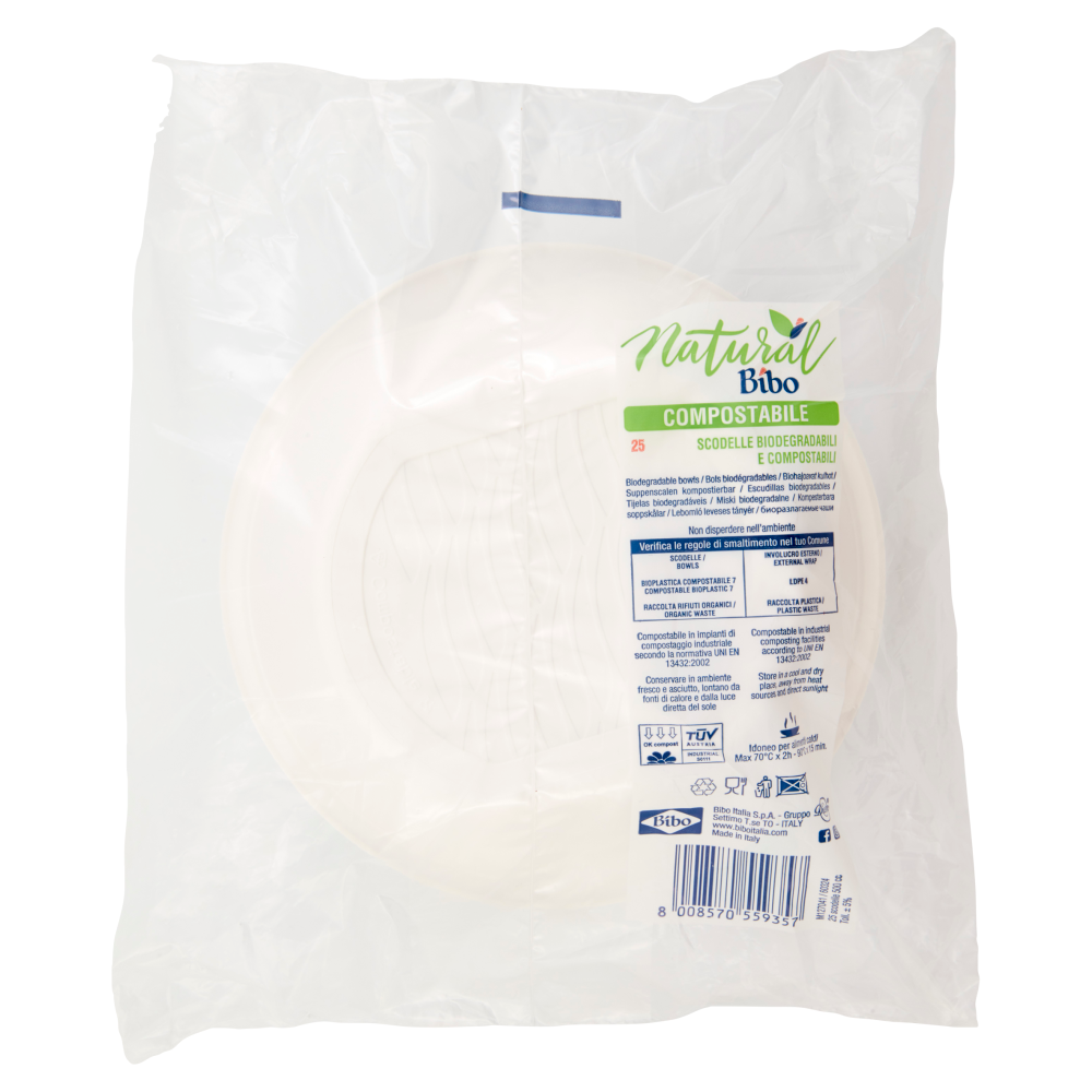 Natural Bibo scodelle Biodegradabili e compostabili 500 cc 25 pz