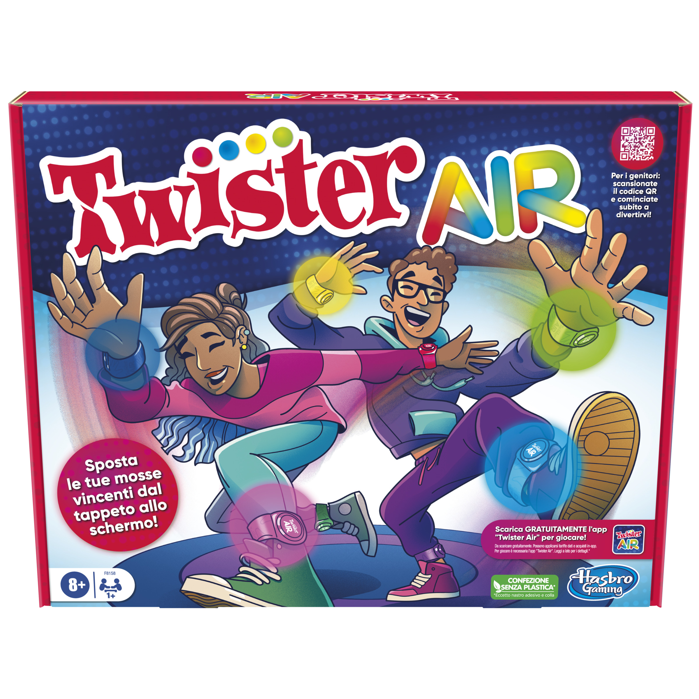 Hasbro Gaming Twister Air, gioco Twister con app per realt&agrave; aumentata, si collega a dispositivi smart, giochi attivi per feste, dagli 8 anni in su