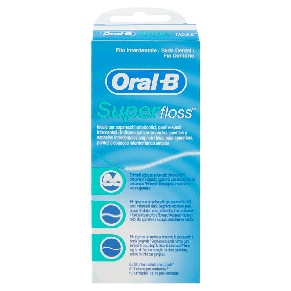 Oral-B Filo Super Floss Interdentale - 50 Fili Pre-Tagliati