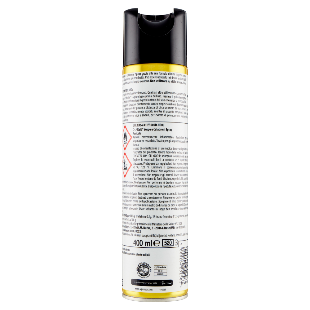 Raid Vespe e calabroni, spray aerosol, 1 bombola da 400 ml