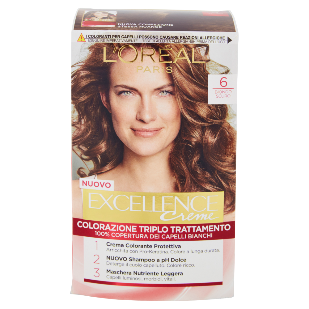 L'Or&eacute;al Paris Excellence, Crema colorante triplo trattamento avanzato, 6 Biondo Scuro