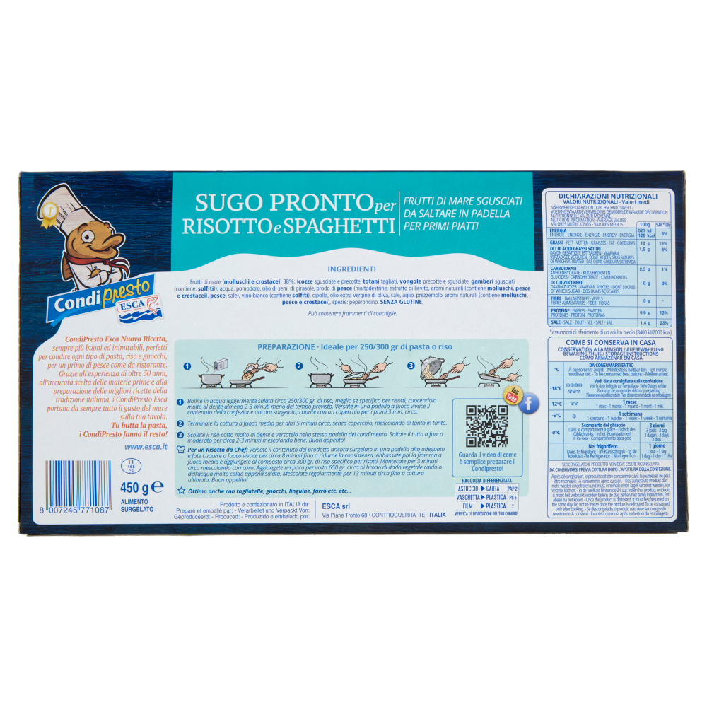 Esca Condipresto Sugo Pronto per Risotto e Spaghetti 450 g