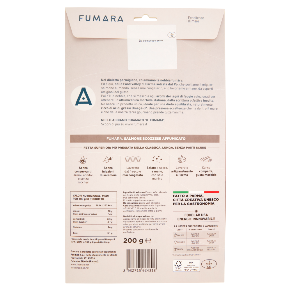 Fumara Salmone Scozzese Affumicato Fetta superior 200 g