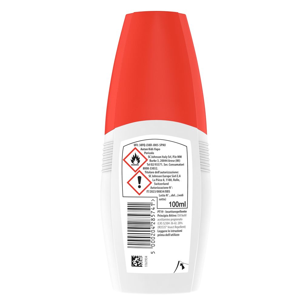 Autan Kids Vapo Spray, Repellente Zanzare, Dermatologicamente Testato, Protezione fino a 8 ore per bambini dai 12 mesi, 100ml