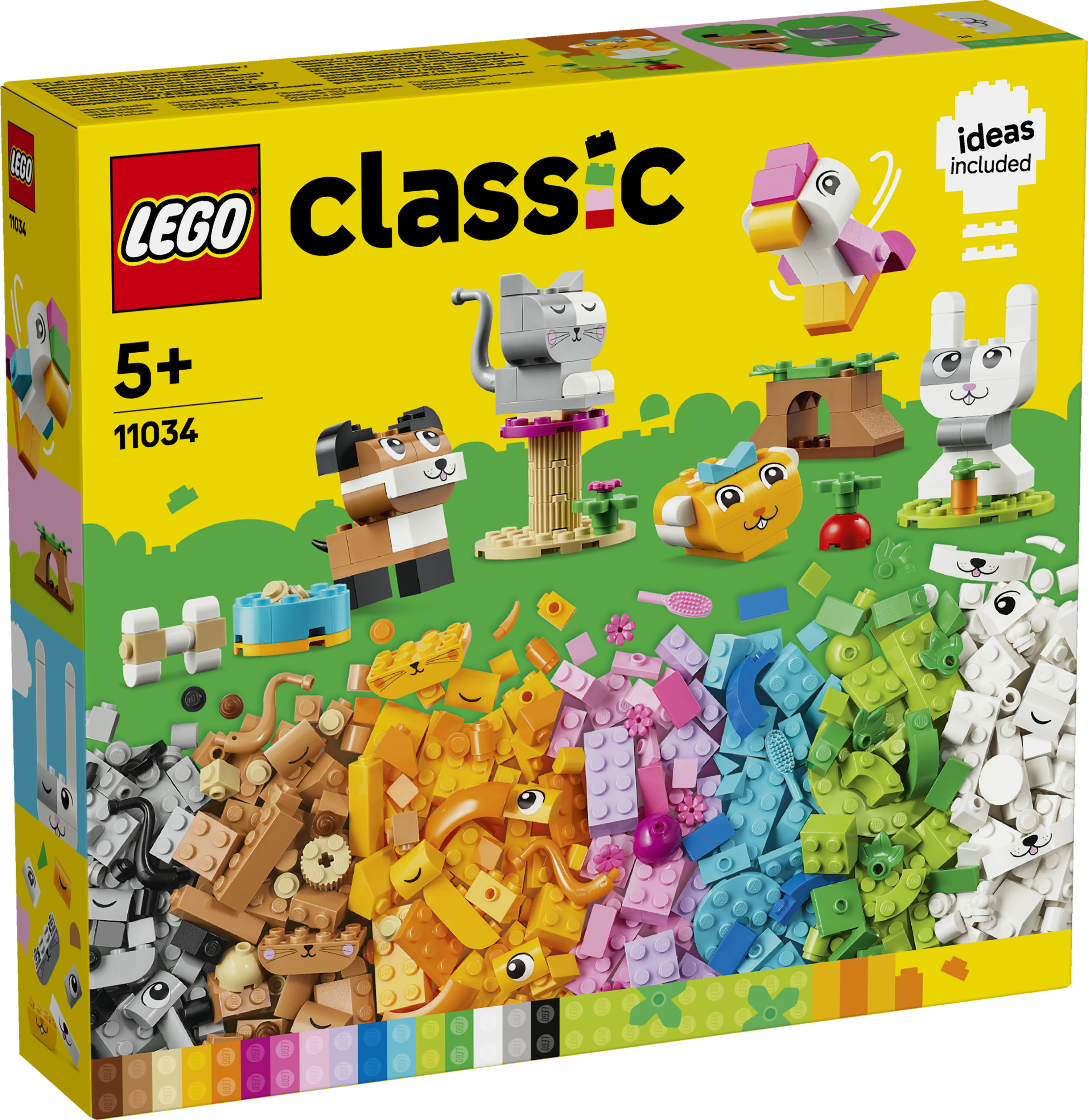 LEGO Classic 11034 Animali Domestici Creativi, Giocattolo per Bambine e Bambini 5+ per Costruire Cane, Gatto e Altri Animali