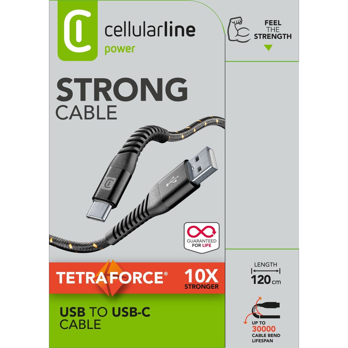 Cellularline Tetra Force Cable 120cm - USB-C Cavo USB-C ultra resistente