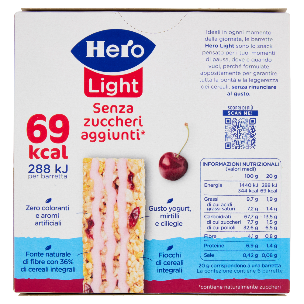 Hero Light Barrette Frutti rossi 6 x 20 g