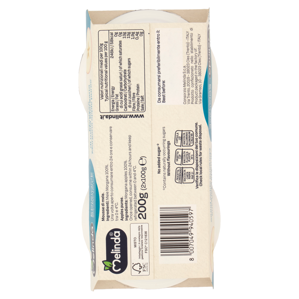 Melinda Mousse di mela Morgana 2 x 100 g