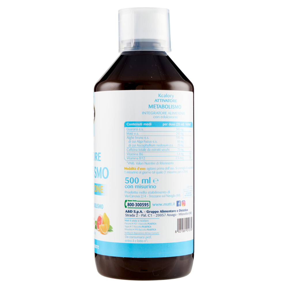 Matt Slimming Kcalory Attivatore Metabolismo Doppia Azione 500 ml
