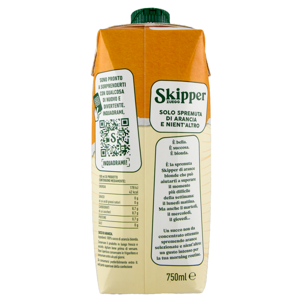 Zuegg Skipper 100% Frutta Spremuta Arancia Bionda 750 ml