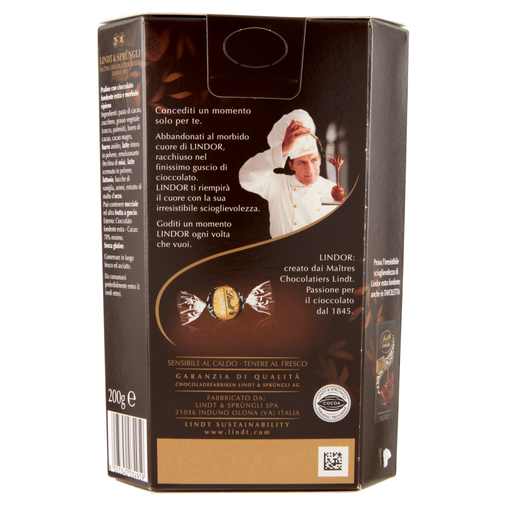 Lindt Cioccolatini Lindor Cioccolatini fondenti Scatola 70% 200 g
