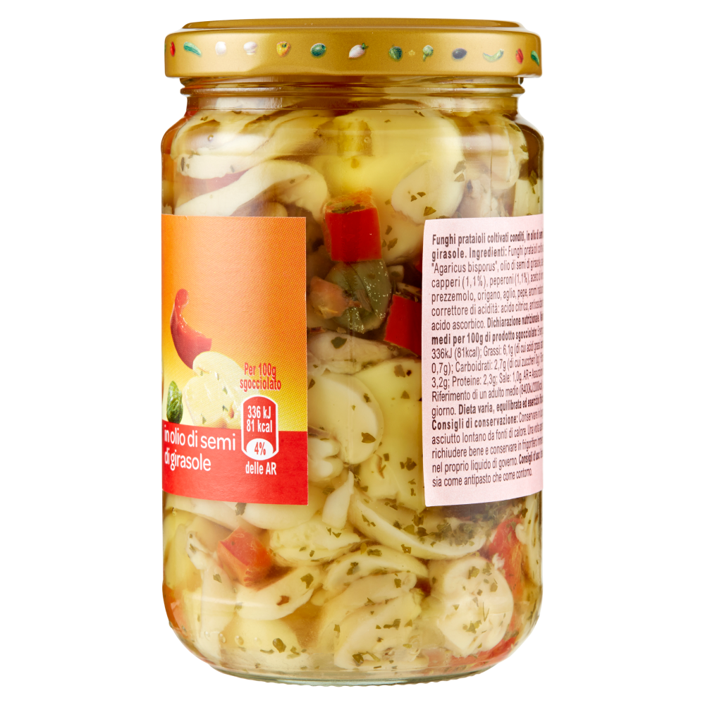 Carrefour Sottolio Funghi alla Pizzaiola in olio di semi di girasole 280 g