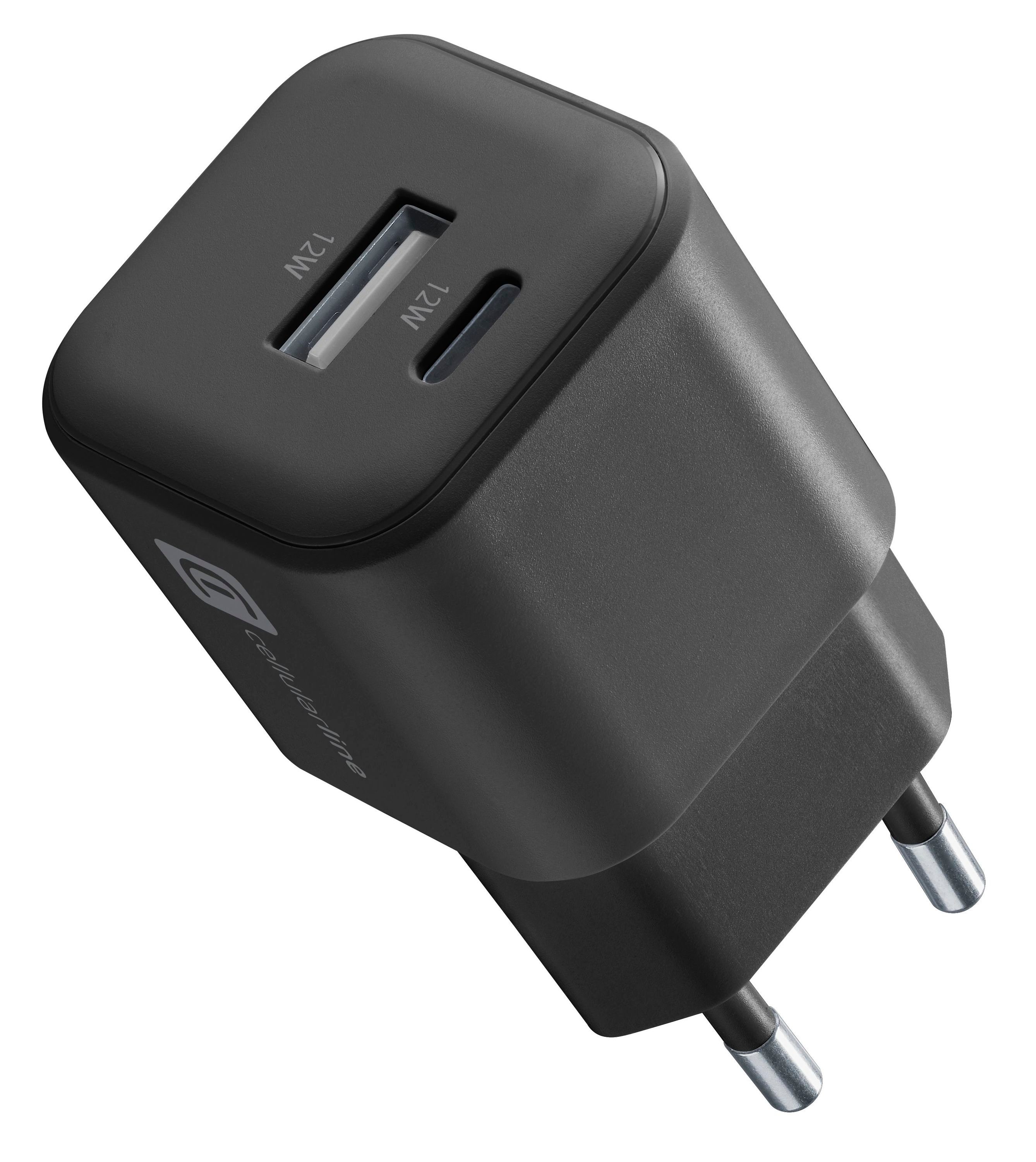 Cellularline Charger 12W Caricabatterie da rete 12W con due porte per piccoli devices