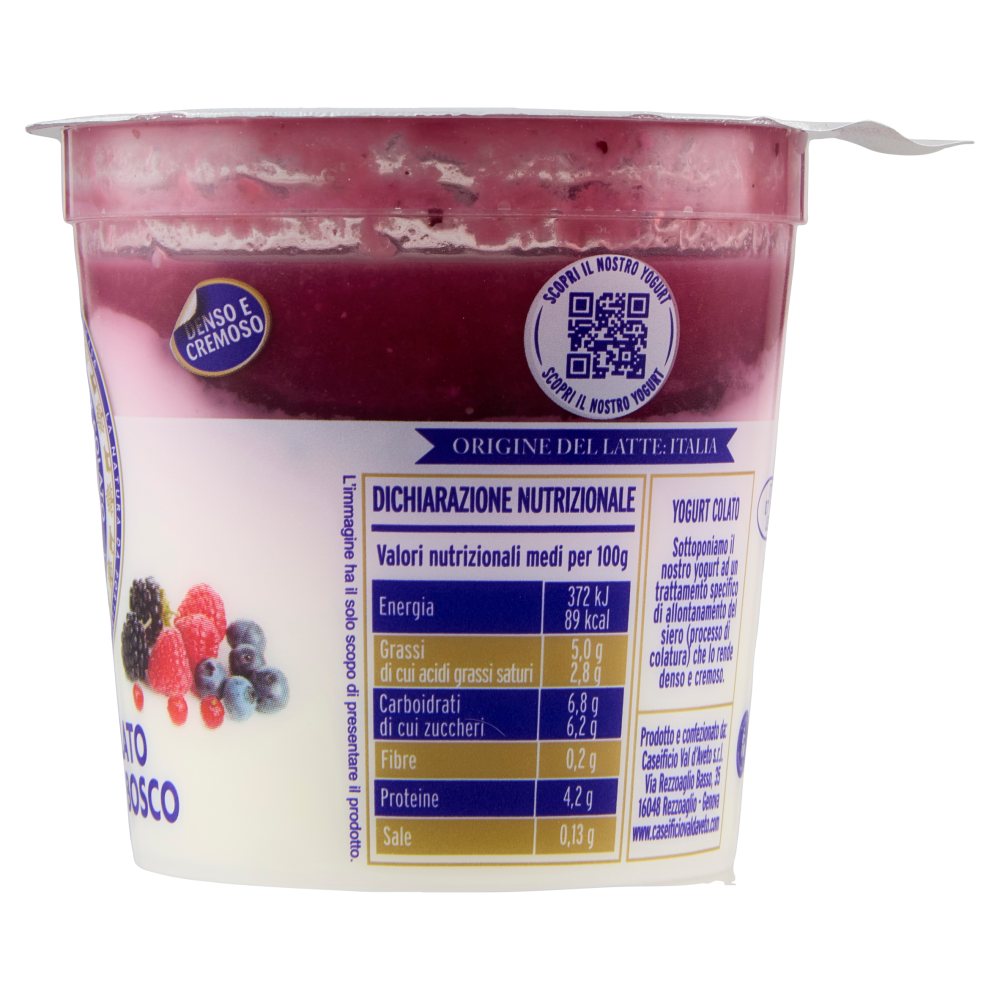 Caseificio Val d'Aveto Yogurt Colato con Frutti di Bosco 150 g