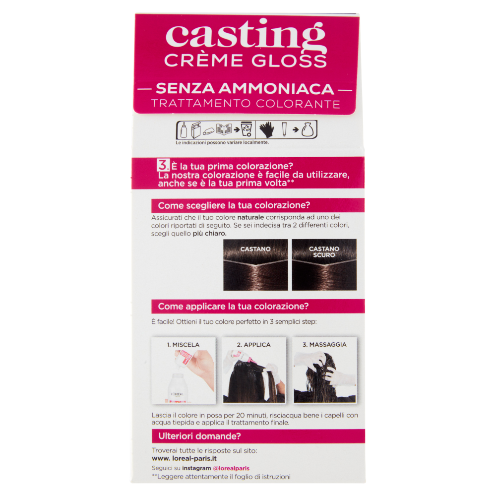 L'Or&eacute;al Paris Tinta Capelli Casting Creme Gloss, Senza Ammoniaca, 400 Castano