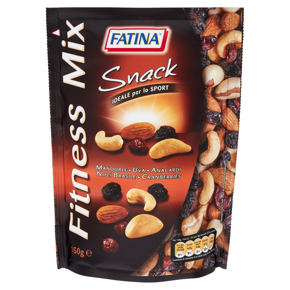 Fatina Snack Fitness Mix Mandorle - Uva - Anacardi - Noci Brasile - Cranberries 150 g