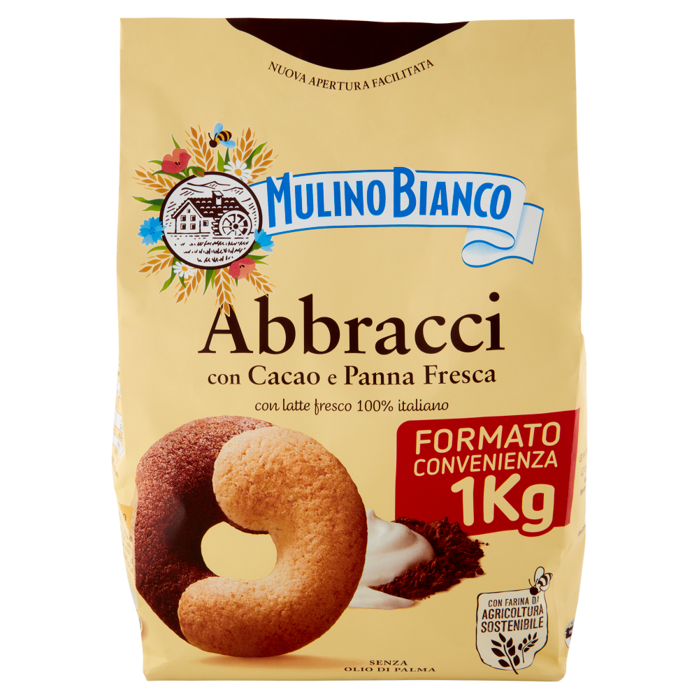 Mulino Bianco Abbracci Biscotti con Cacao e Panna Fresca 1000g