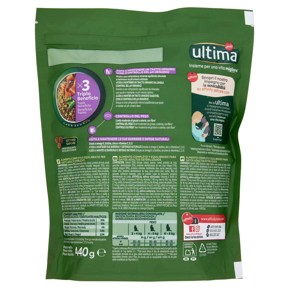 ultima Cat Sterilizzati Adulto 1-10 Anni con Salmone 440 g
