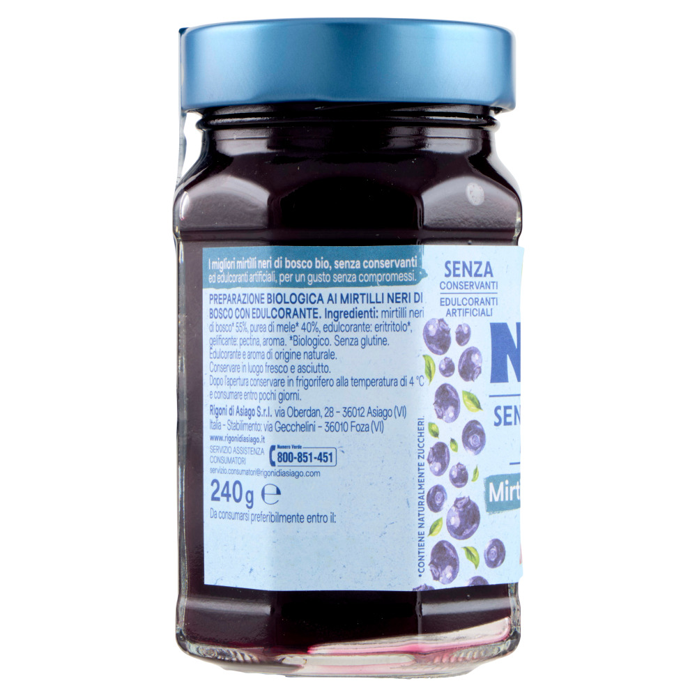 Rigoni di Asiago Nat&ugrave; Senza Zuccheri Aggiunti&deg; Mirtilli neri di bosco bio 240 g
