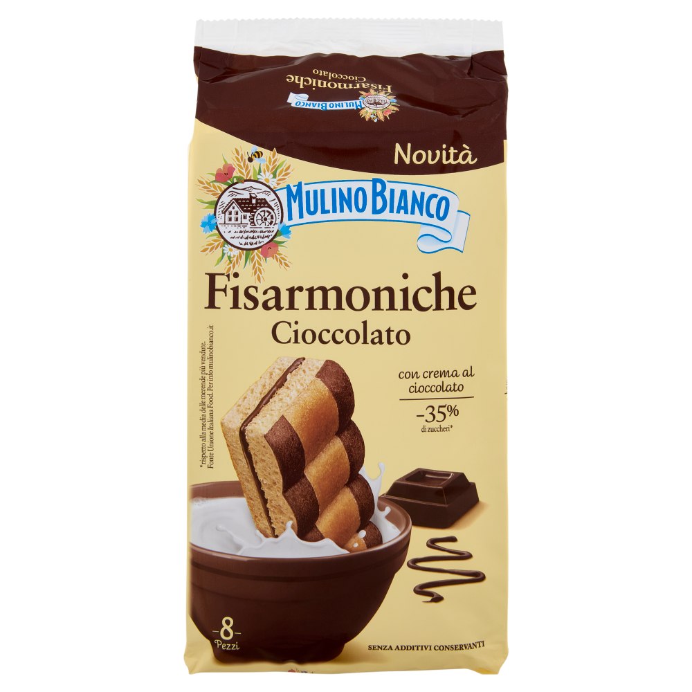 Mulino Bianco Fisarmoniche Cioccolato Merenda 8 pezzi 296g