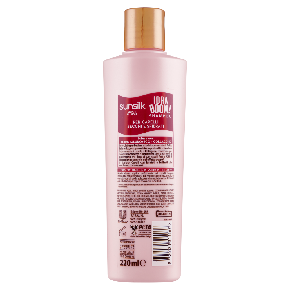 sunsilk Super Fusion Idra Boom! Shampoo per Capelli Secchi e Sfibrati 220 ml