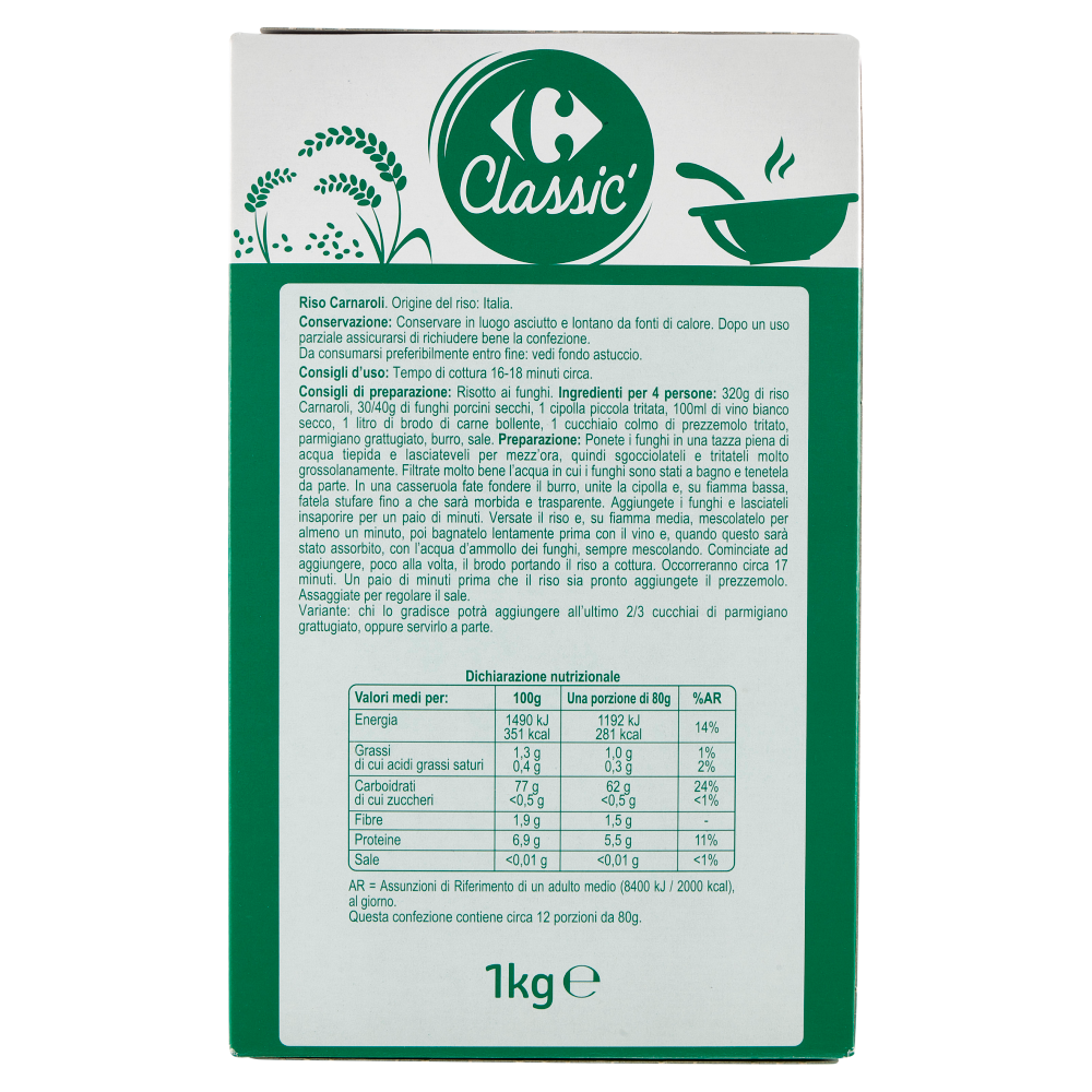 Carrefour Classic Riso Carnaroli 1 Kg