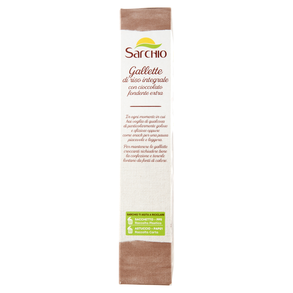 Sarchio Gallette di riso integrale Cioccolato fondente extra 100 g