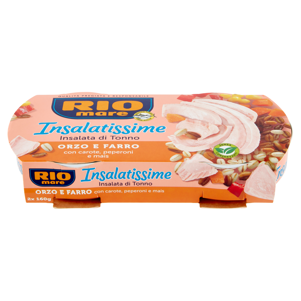 Rio mare Insalatissime Insalata di Tonno Orzo e Farro con carote, peperoni e mais 2 x 160 g