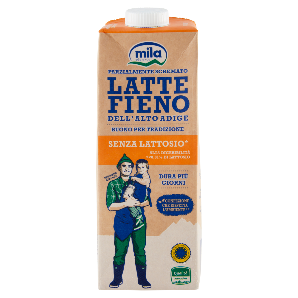 mila Latte Fieno dell'Alto Adige Parzialmente Scremato Senza Lattosio* 1000 ml