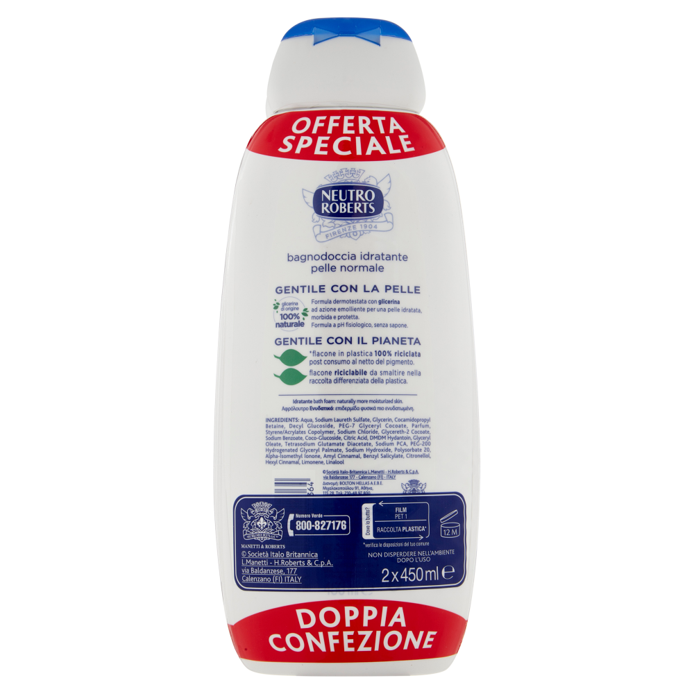 Neutro Roberts idratante con glicerina naturale Bagnodoccia 2 x 450 ml