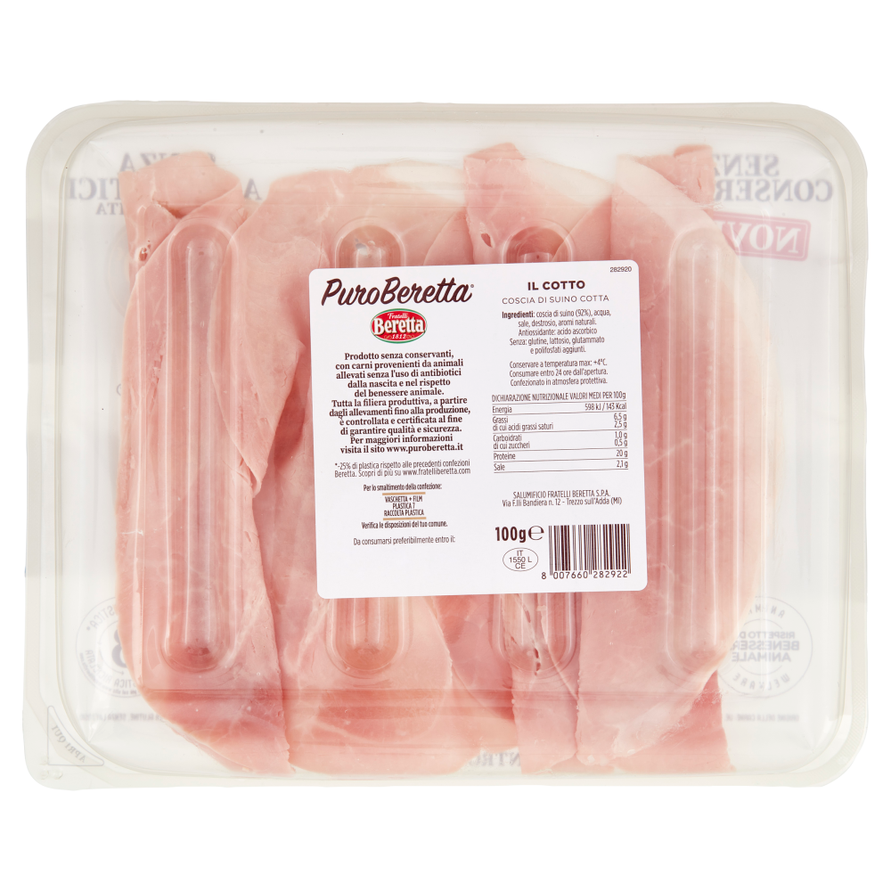 Fratelli Beretta Puro Beretta Prosciutto Cotto Alta Qualità 100 g