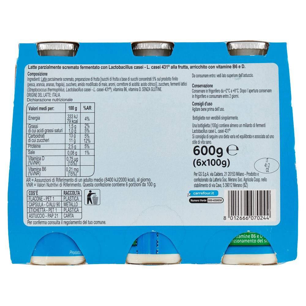 Carrefour Classic Probiotico Multifrutti 6 x 100 g