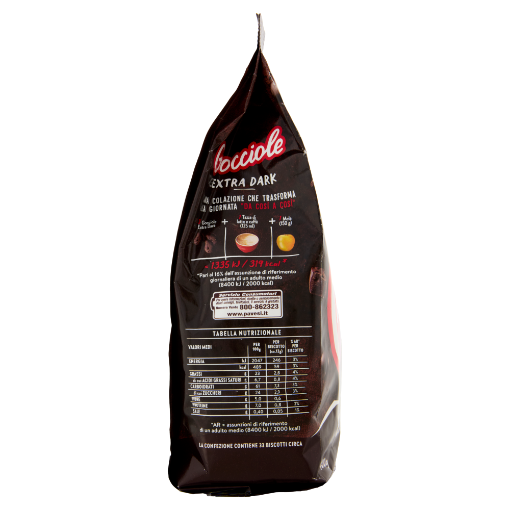 Pavesi Gocciole Extradark Biscotti con Gocce di Cioccolato Extra Fondente 400g