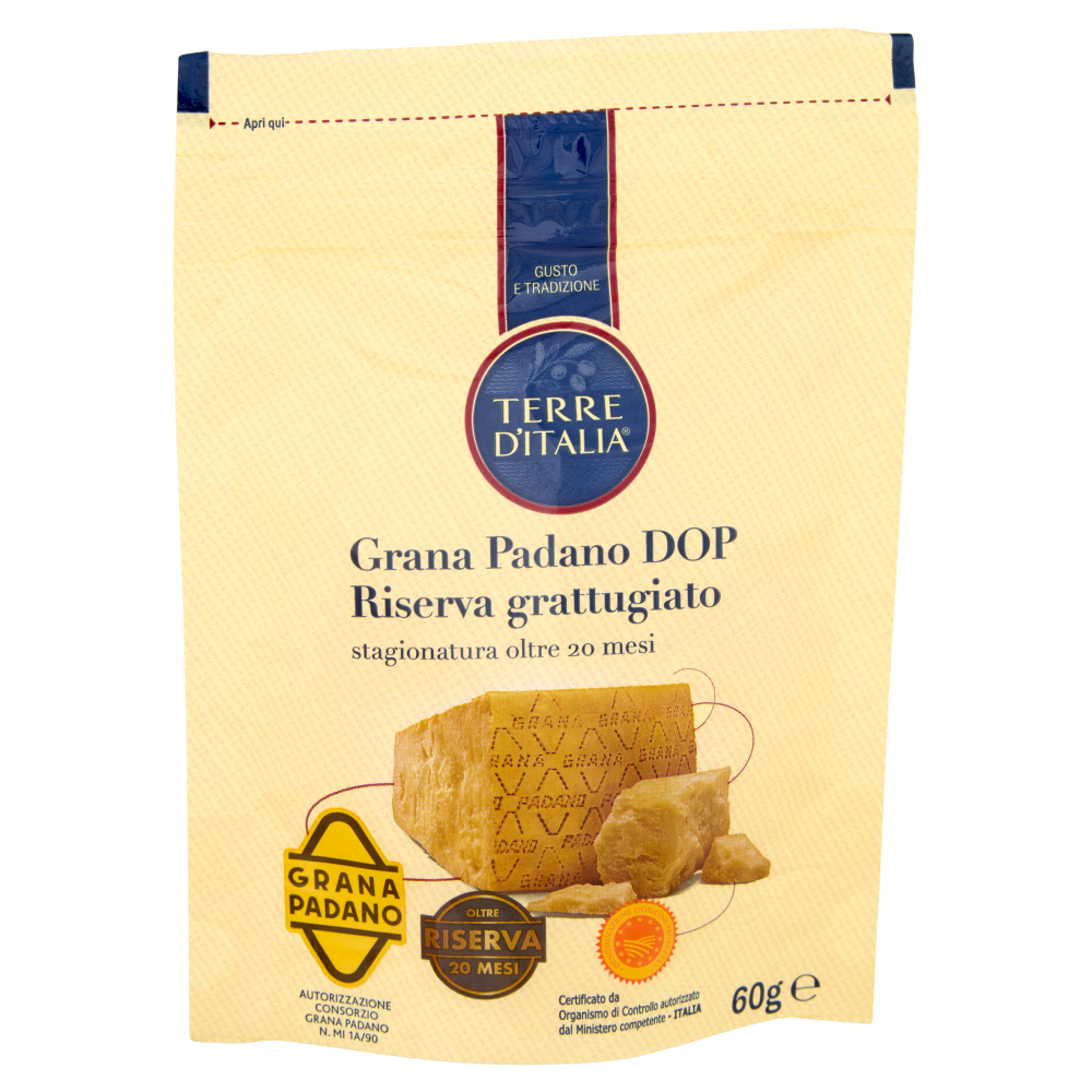 Terre d'Italia Grana Padano DOP Riserva grattugiato stagionatura oltre 20 mesi 60 g