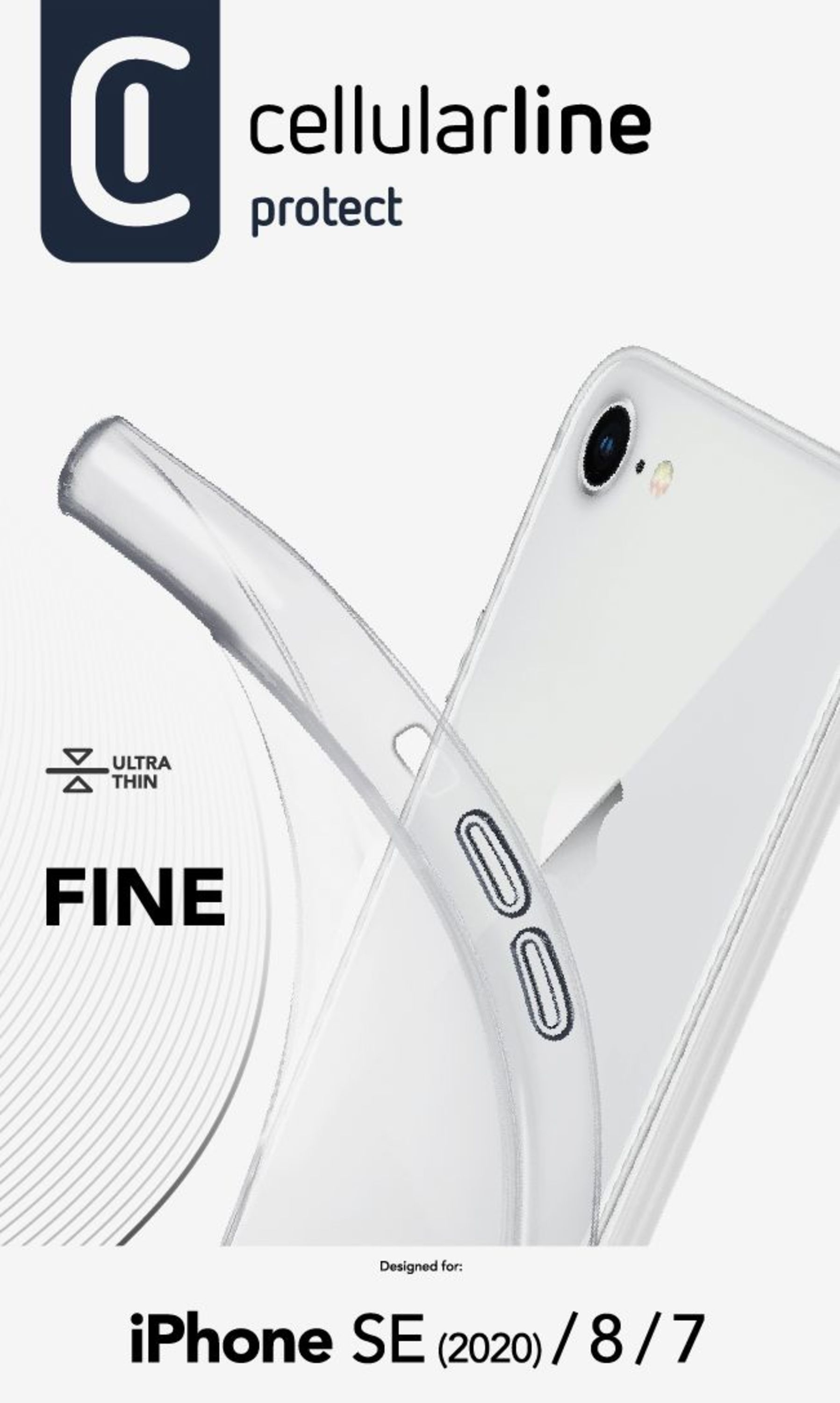 Cellularline Fine - iPhone SE (2022) / SE (2020) / 8 / 7 Cover in gomma morbida ultra sottile e trasparente